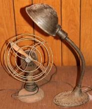 Mid-Century Metal Fan and Desk Lamp